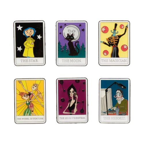 PIN SET LOUNGEFLY CORALINE CHARACTER TAROT CARD