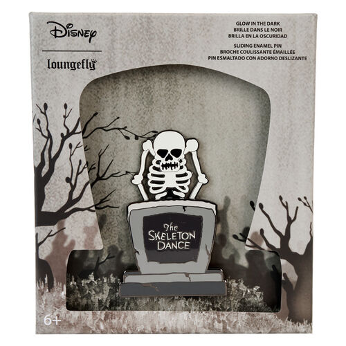 COLLECTOR BOX PIN LOUNGEFLY DISNEY SKELETON DANCE GLOW IN THE DARK SLIDING 3