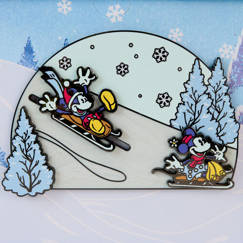 COLLECTOR BOX PIN LOUNGEFLY DISNEY MICKEY AND FRIENDS WINTER WONDERLAND SLIDING