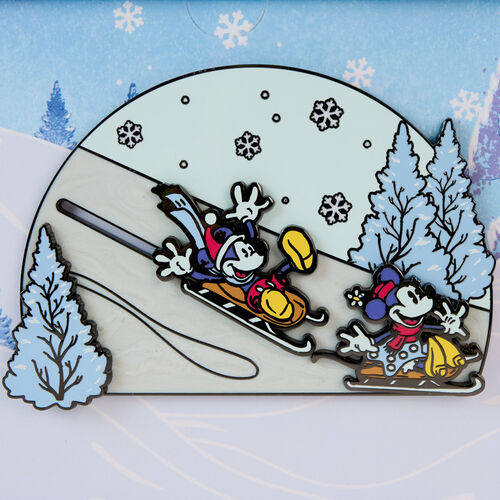 COLLECTOR BOX PIN LOUNGEFLY DISNEY MICKEY AND FRIENDS WINTER WONDERLAND SLIDING