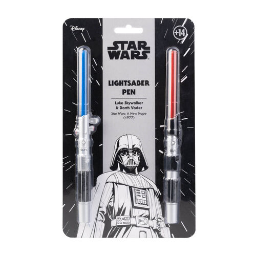 SET DE 2 BOLIGRAFOS SABLES DE LUZ STAR WARS LUKE SKYWALKER Y DARTH VADER